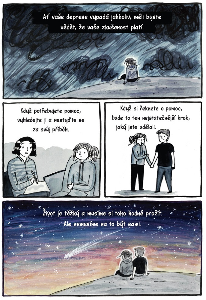 introvertka chodí na terapii debbie tung psychoterapie deprese úzkost komiks